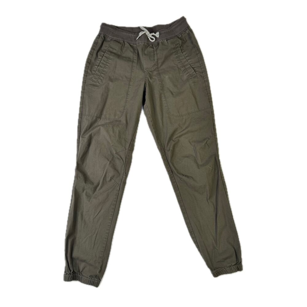Vuori Olive Green Ripstop Traveler Jogger Pants Women Drawstring Outdoor Flawed